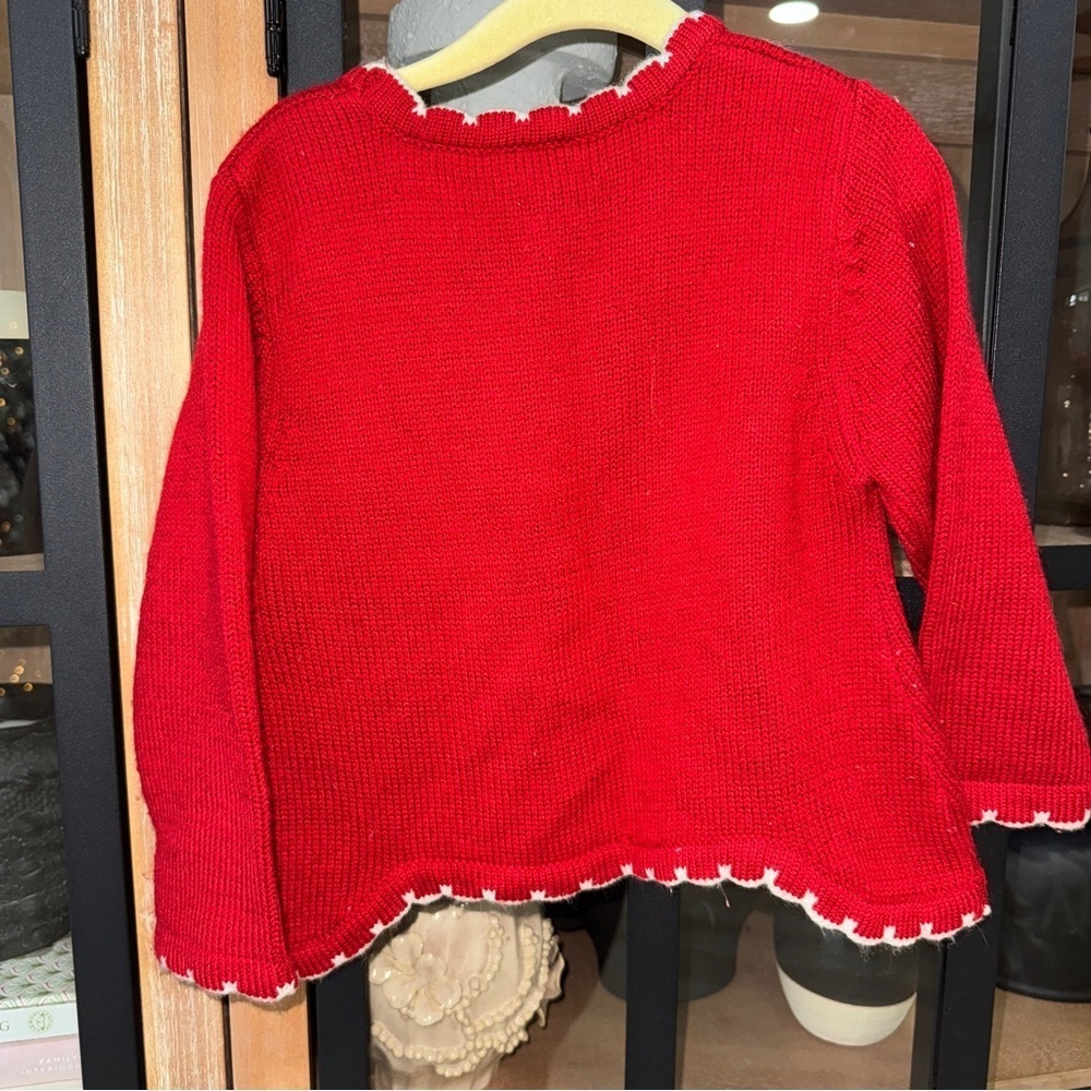 Vintage Christmas knit sweater embroidered toddler girl holidays bows candy cane - Picture 4 of 8